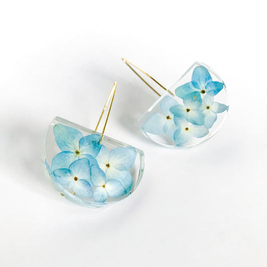 Botanical Half Moon Earrings - Hydrangea