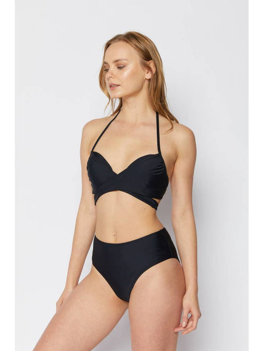 Moulded High Waisted Swimsuit - Black