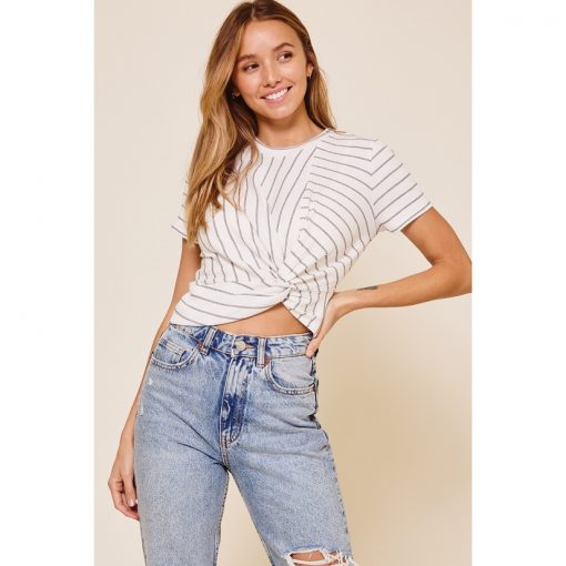 Stripe Crop Top - White