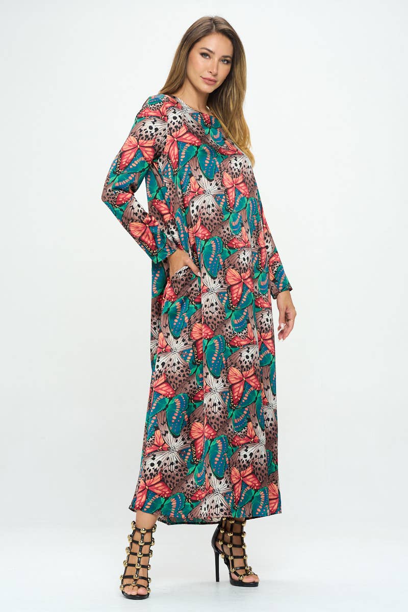 Satin Print Swing Dress - Multi