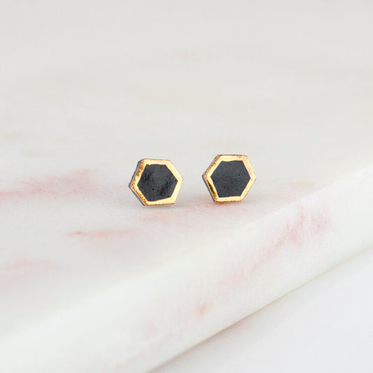 Hexagon Studs - Black