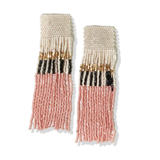 Belle Beaded Fringe Earrings - Blush