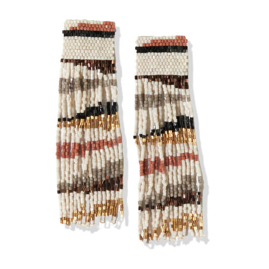 Belle Beaded Fringe Earrings - Mixed Metallic