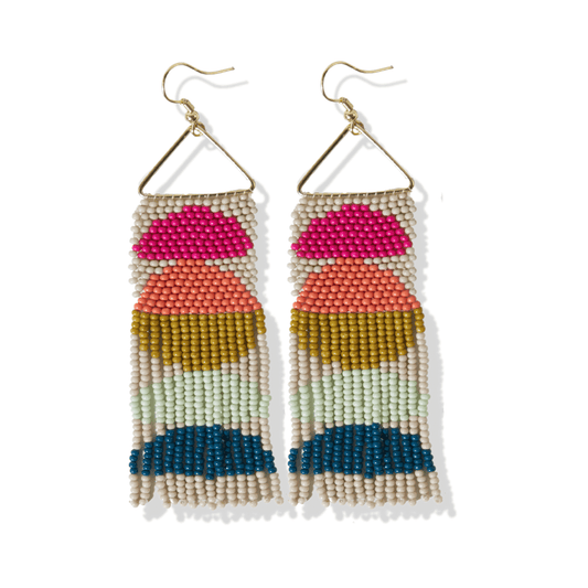 Gloria Beaded Fringe Earrings - Rainbow