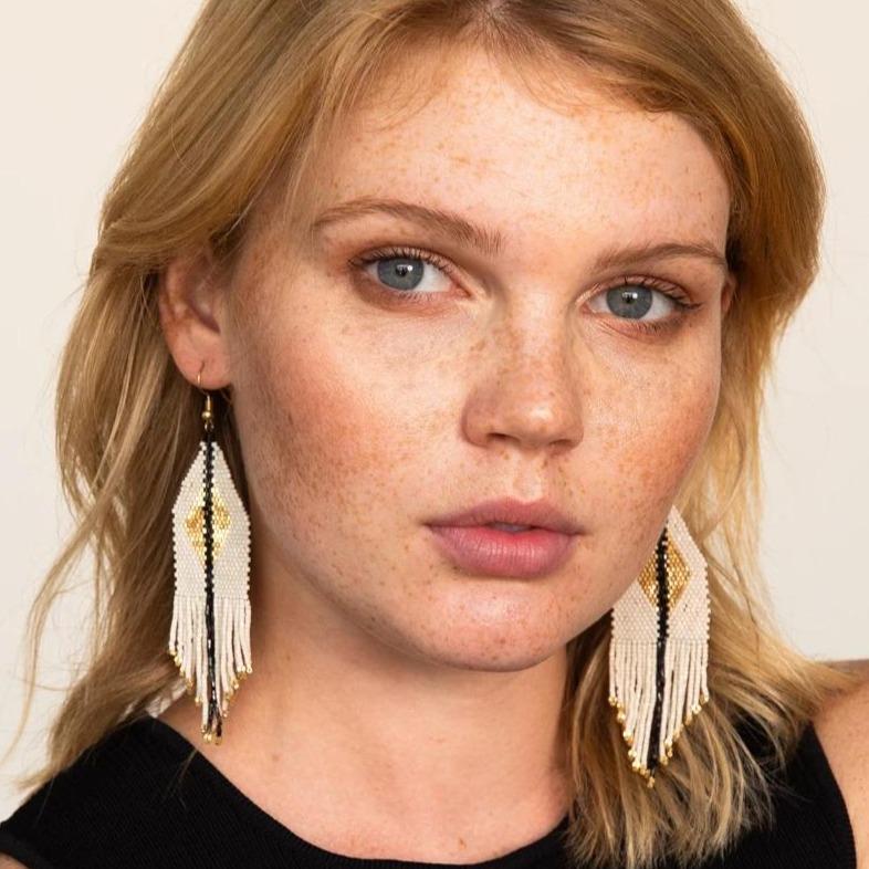 Luxe Diamond Fringe Earring - Ivory Gold