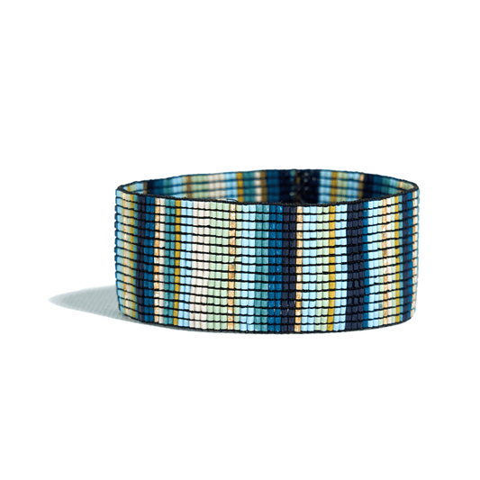 Kenzie Beaded Stretch Bracelet - Blue Stripe