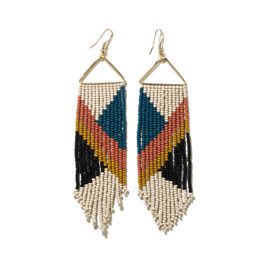 Peacock Rust Citron Fringe Earring