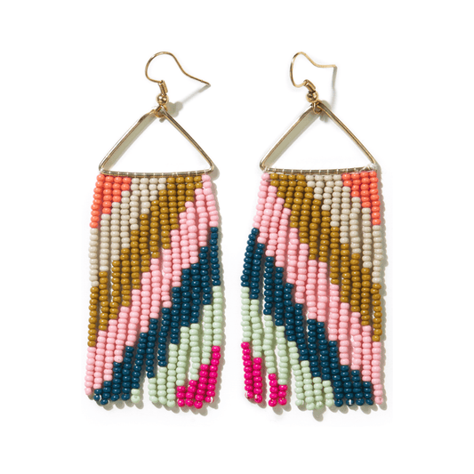 Whitney Beaded Fringe Earrings - Rainbow