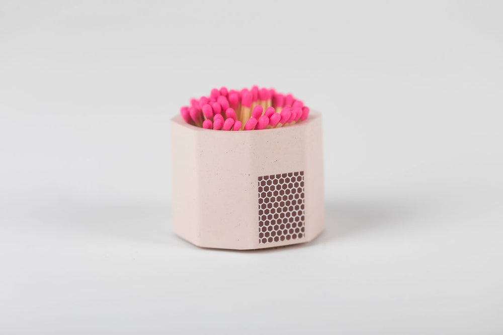Concrete Match Holder & Matches - Pink / Pink