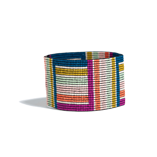 Brooklyn Beaded Stretch Bracelet - Geo Rainbow