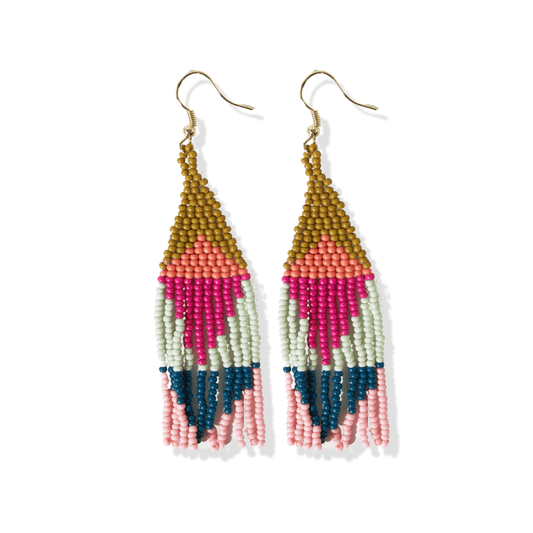 Lennon Beaded Fringe Earrings - Rainbow