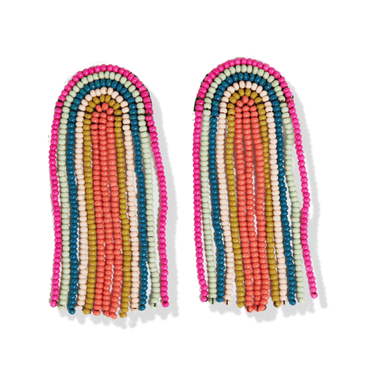 Skylar Fringe Bead Earring - Rainbow