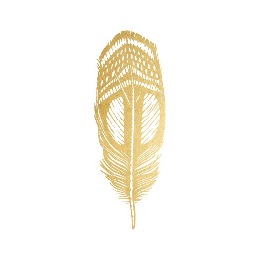 Temporary Tattoo Pair - Gold Quail Feather