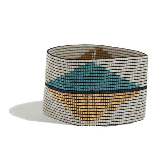 Brooklyn Beaded Stretch Bracelet - Teal Diamond