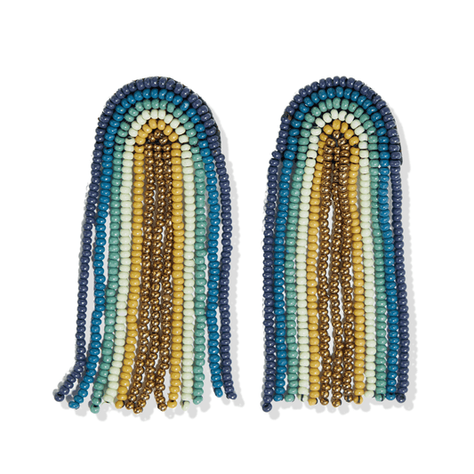 Skylar Fringe Bead Earring - Teal