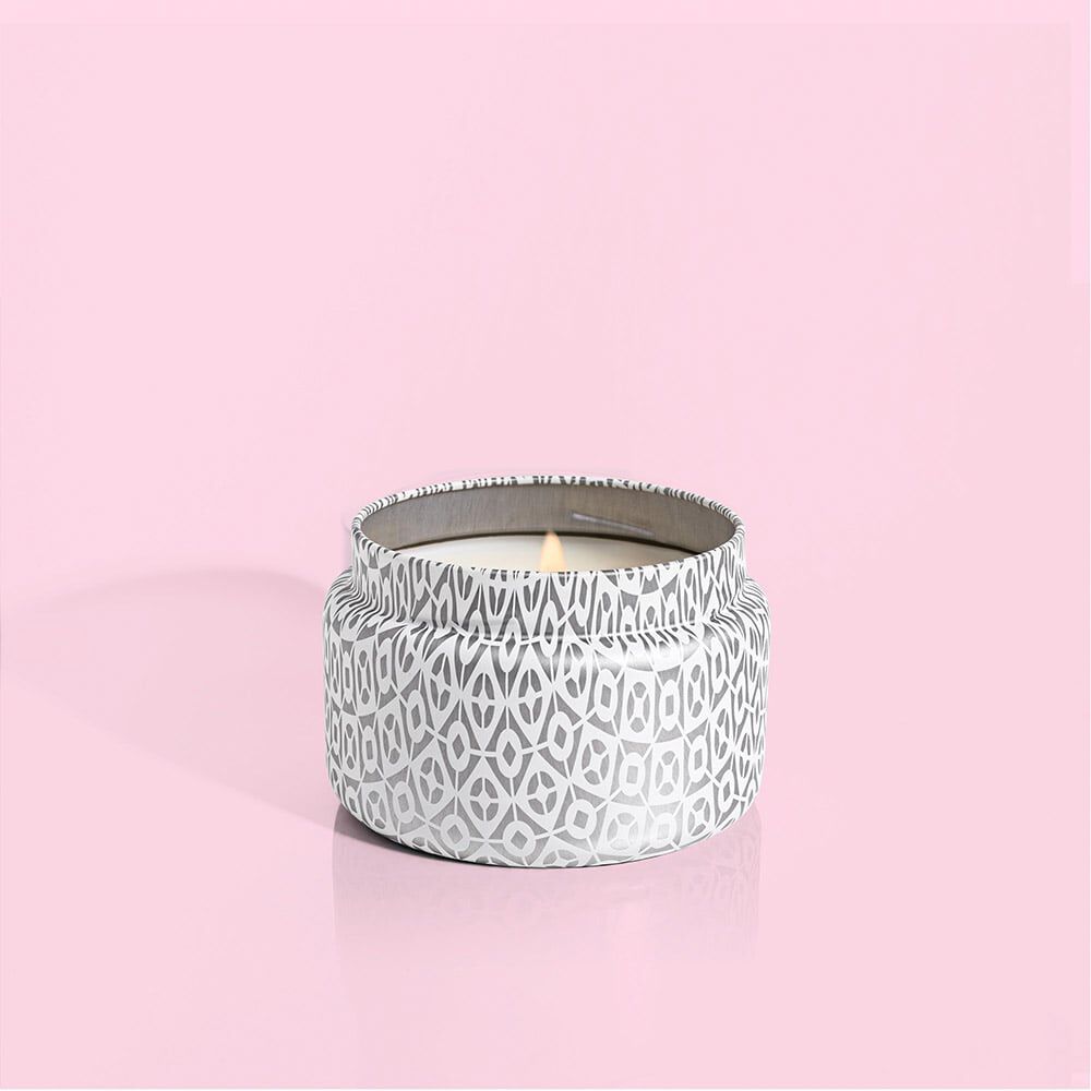 Volcano White Printed Travel Tin Candle